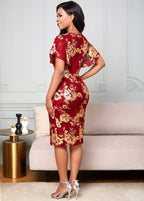 Mesh Stitching Round Neck Embroidered Lace Dress