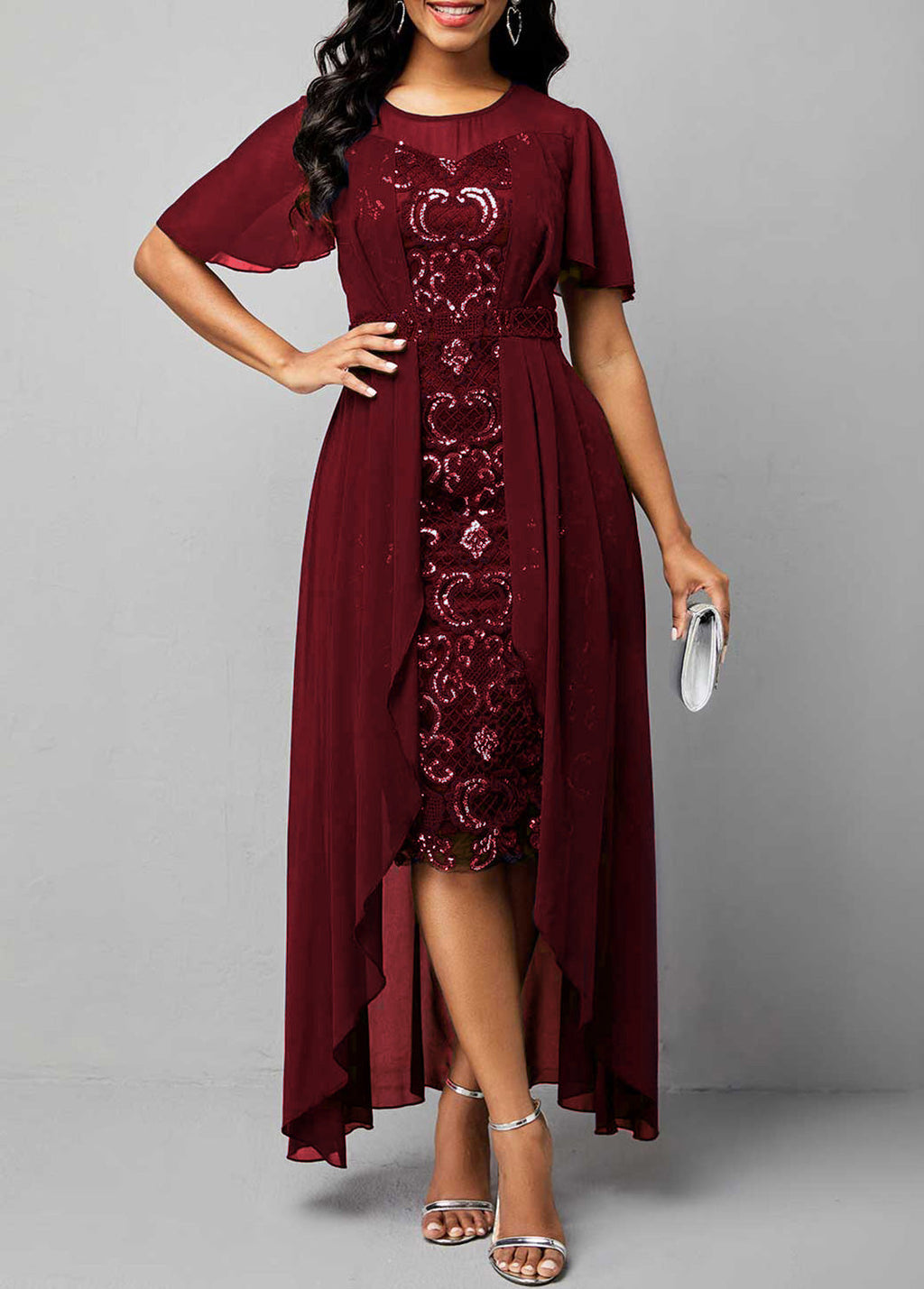 High Low Sequin Bodycon Dress