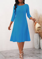 3/4 Sleeve Round Neck Dress