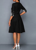 3/4 Sleeve Tribal Print Round Neck Dress