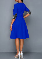 3/4 Sleeve Tribal Print Round Neck Dress