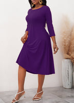 3/4 Sleeve Round Neck Dress