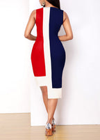 Asymmetric Hem Sleeveless Contrast Dress