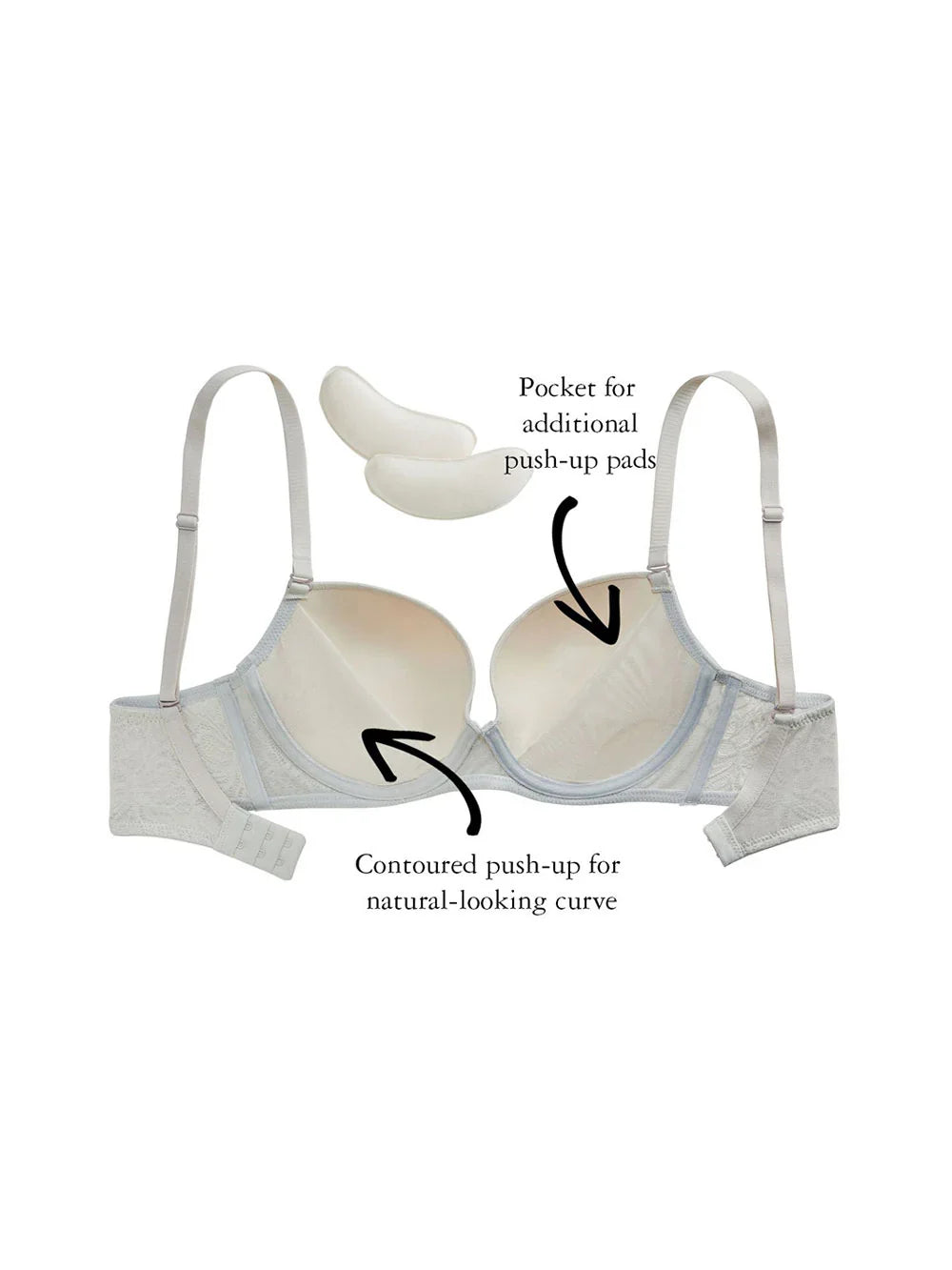Jeanne Bra, Petite, Demi-cup, Push-up, Removable padding, Smooth Cup
