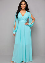 Cutout Sleeve V Neck Maxi Dress