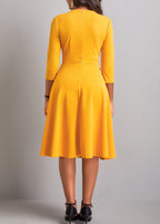 Ginger Button 3/4 Sleeve Round Neck Dress