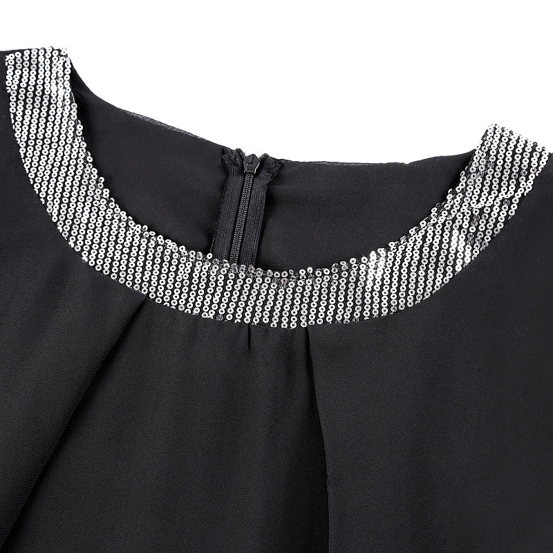 Women's Plus Size Sequin Dress Solid Color Crew Neck Party Dress