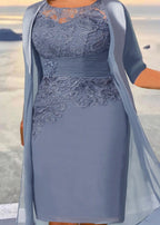 Women's Plus Size Dress Set Solid Color Crew Neck Half Sleeve Dress