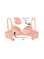Kaitlyn Demi-Cup Bra, Petites, Push-Up, Removable Padding, Smooth Cup