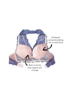 Kira Halter Push-Up Bra, Petites, Deep-Plunge, Lace, Bralette