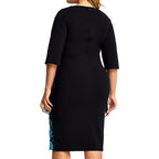 Women's Plus Size Fake Two-Piece Dress Crew Neck Half Sleeve Dress