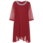 Women's Plus Size Sequin Dress Solid Color Crew Neck Party Dress