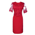 Women's Plus Size Party Dress Floral Crew Neck Lace Dress