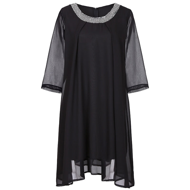 Women's Plus Size Sequin Dress Solid Color Crew Neck Party Dress