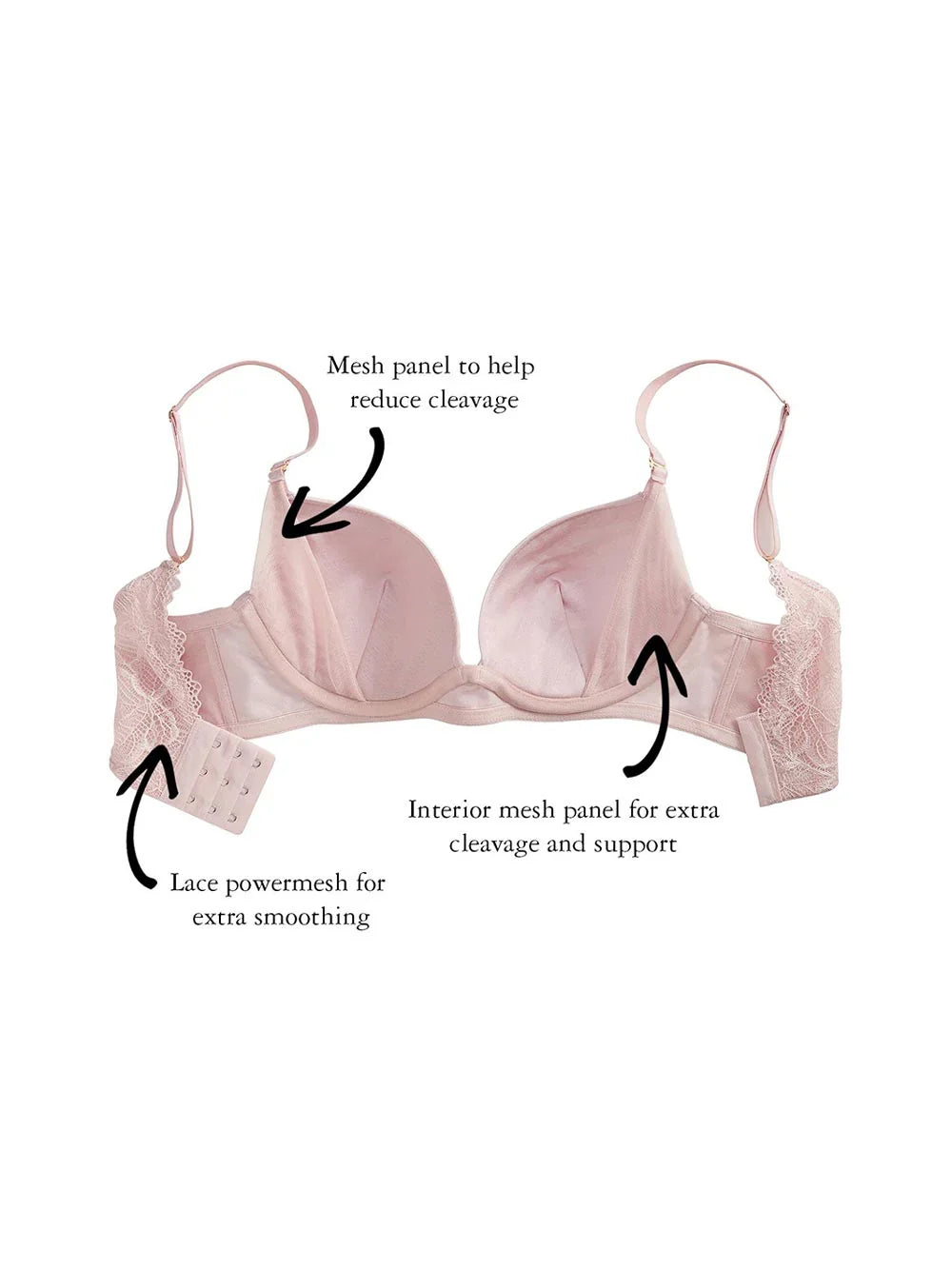 Heather Contoured, Petite, Push-Up Bra, Lace Back Detail, Smooth Cup