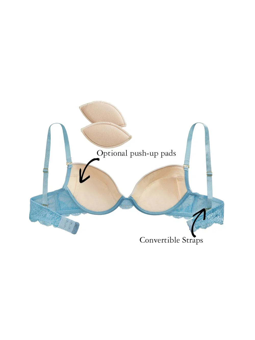 Dakota Contoured Cups, Petite, Removable Push-Up Pads, Smooth-Cup