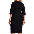 Women's Plus Size Fake Two-Piece Dress Crew Neck Half Sleeve Dress