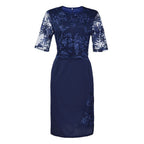 Women's Plus Size Party Dress Floral Crew Neck Lace Dress