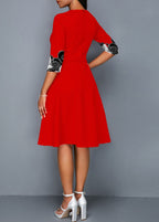 3/4 Sleeve Tribal Print Round Neck Dress