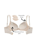 Kaitlyn Demi-Cup Bra, Petites, Push-Up, Removable Padding, Smooth Cup