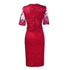 Women's Plus Size Party Dress Floral Crew Neck Lace Dress