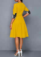 3/4 Sleeve Tribal Print Round Neck Dress