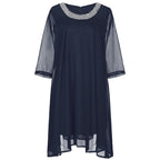 Women's Plus Size Sequin Dress Solid Color Crew Neck Party Dress