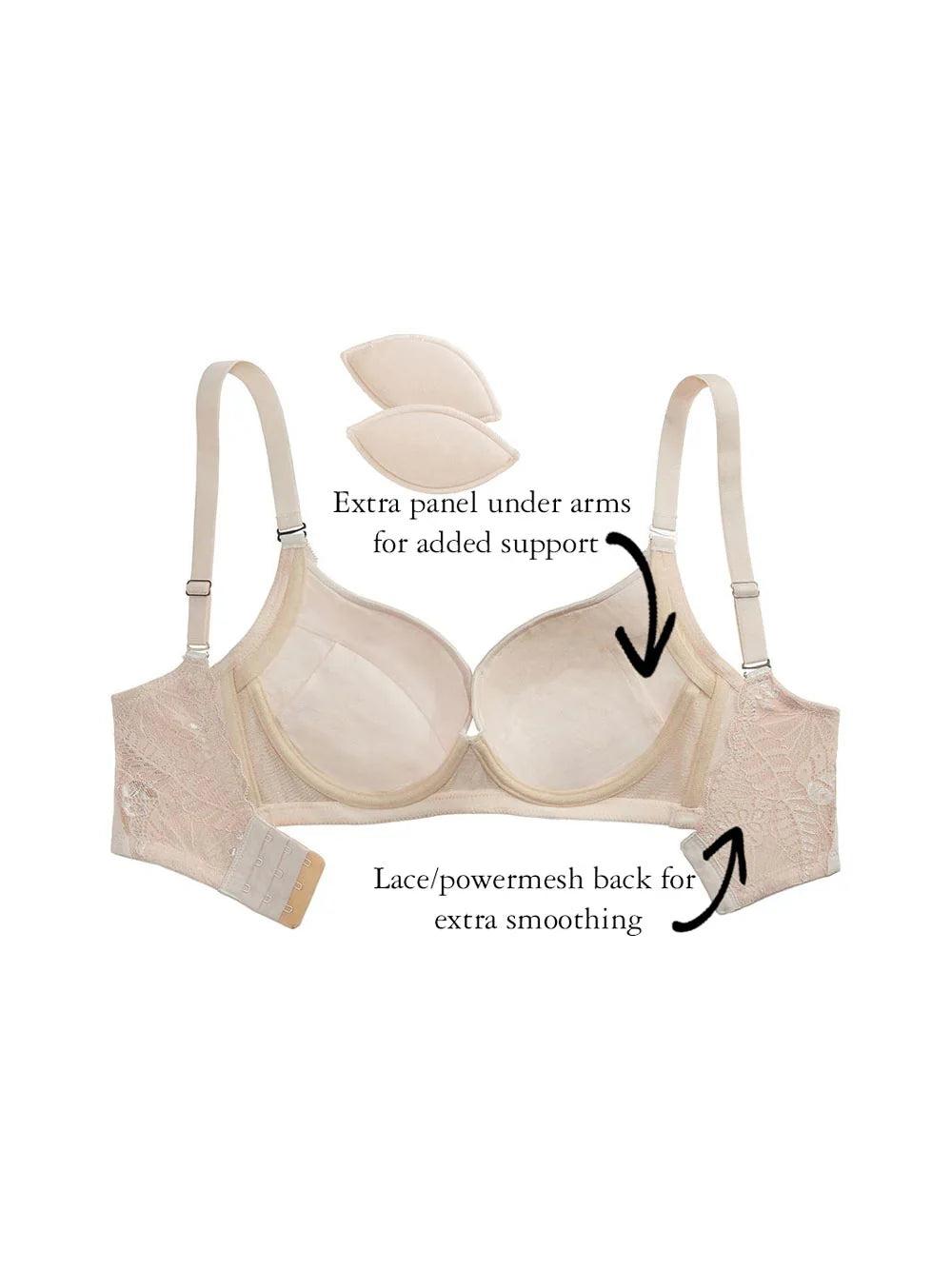 Abigail Contoured Bra, Petite, Smooth Cup, Push-Up Cups, Wide Band