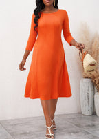 3/4 Sleeve Round Neck Dress