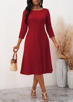 3/4 Sleeve Round Neck Dress