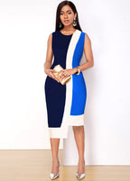 Asymmetric Hem Sleeveless Contrast Dress