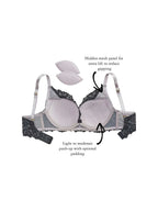 Coree Deep-Plunge Bra, Petite, Removable Push-Up Pads, Underwire, Lace