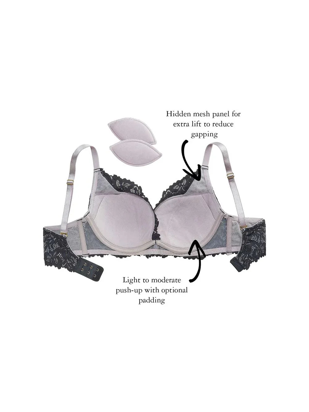 Coree Deep-Plunge Bra, Petite, Removable Push-Up Pads, Underwire, Lace