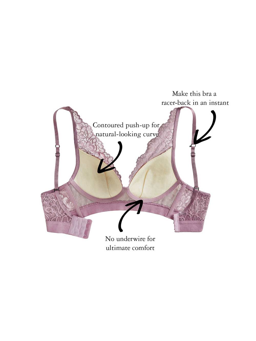Gillian Wire-free Bra, Petite, Deep-plunge, Light Contoured Cup, Lace