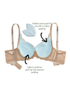 Courtney Demi-Cup Bra, Petite, Removable Push-Up Pads, Soft-Cup, Lace