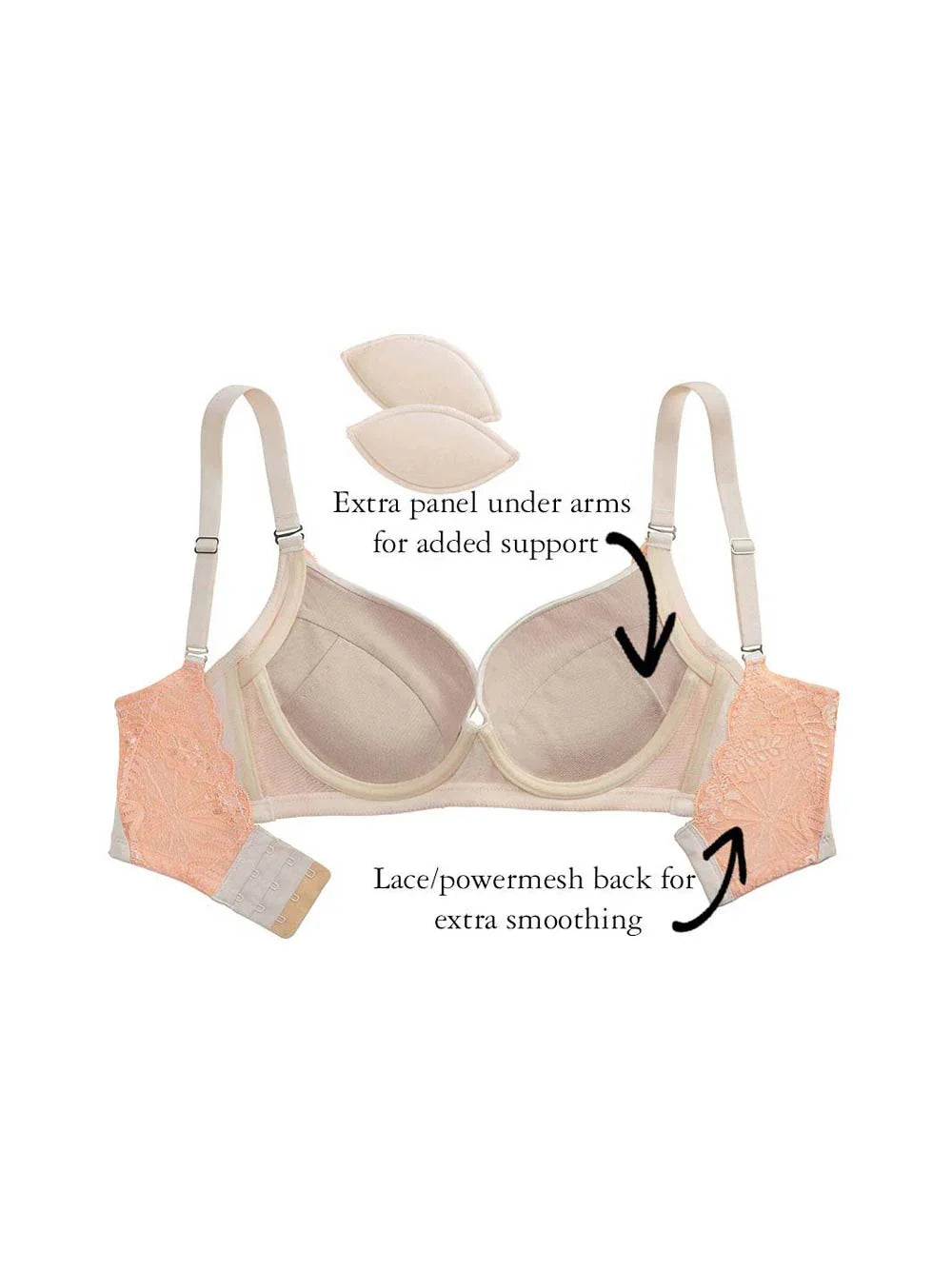 Abigail Contoured Bra, Petite, Smooth Cup, Push-Up Cups, Wide Band