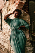 Mid Sleeve High Neck Slouch Dress